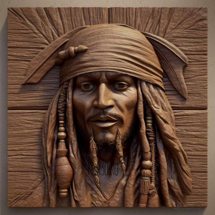 Captain Jack Sparrow 3 stl model for CNC